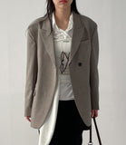 Unbalanced One Button Loose Fit Single Jacket