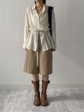 Wrinkle See-Through String Loose Fit Shirt