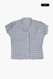 Coco check frill blouse