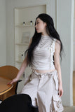 Soi mesh shirring sleeveless