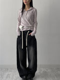 [unisex] Pocket banding balloon wide denim