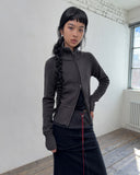 LEATHER STRING TERRY LONG SKIRT
