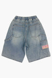Wengen carpenter banding denim bermuda pants