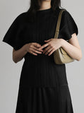 [Premium] Orea High Neck Short Sleeve Pleated T-Shirt