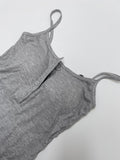 [with cup] Button ribbed sleeveless bra top
