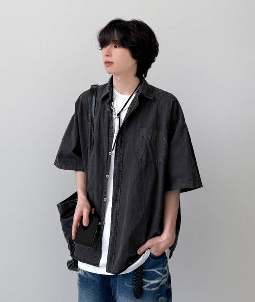 【YOURNUS】Mail Pigment Half Shirt YOURNUS (ユアノス) -メールピグメント半袖シャツ / Mail