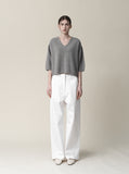 [Premium] Sensi Whole Garment Crop V-Neck Knit