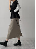 Striped Twist Wrap Long Skirt