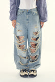 Happy destroyed wide denim pants