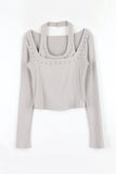 Metal Line Halter Tee