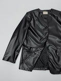 Scarlett No Collar Overfit Leather Jacket