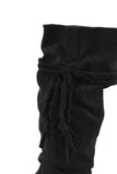 Suede tie strap long boots