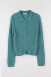 Rib mohair collar cardigan
