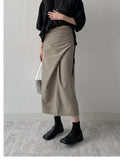 Striped Twist Wrap Long Skirt