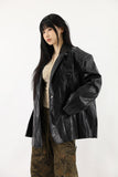 Antique snap crack leather jacket