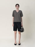 [Premium] Whole Garment Modern V-neck Short Sleeve Knit