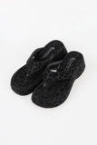 Leopard print platform sole flip flop mule