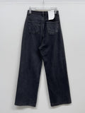 107 Pintuck High-Waist Wide Denim Pants