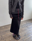 LEATHER STRING TERRY LONG SKIRT