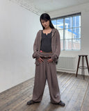 WAFFLE PIGMENT LOOSE HOOD ZIP-UP