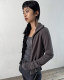 HIGH-NECK TWO-TONE KNIT ZIP-UP