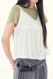 Pure shirring sleeveless blouse