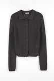 Rib mohair collar cardigan