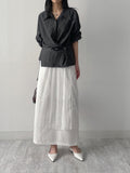 Crinkle Big Collar Wrap Blouse