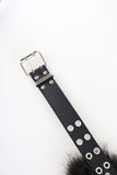 Chess Eyelet Fur Leather Belt