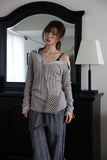 Oat Slim Deep U-Neck Knit