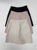 Pintuck Wool A-Line Mini Skirt
