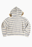Stripe fur crop hood zip-up