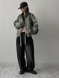 [unisex] Pocket banding balloon wide denim