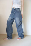 Side pin tuck rivet denim