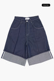Non fade rolled raw bermuda pants