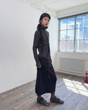 LEATHER STRING TERRY LONG SKIRT