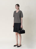 [Premium] Whole Garment Modern V-neck Short Sleeve Knit
