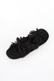 Palm tree suede tassel flip-flops