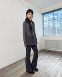 HIGH-NECK TWO-TONE KNIT ZIP-UP