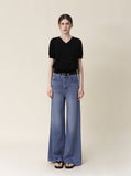 [Premium] Whole Garment Marsil Linen V Short Sleeve Knit