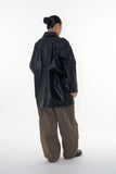 Arco button leather long jacket