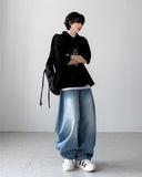 Iron Pintuck Balloon Denim