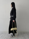 Ribbon shirring flare long skirt