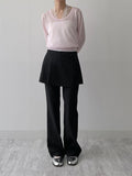 [Skirt SET] Grid pin tuck boot cut slacks