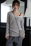Oat Slim Deep U-Neck Knit