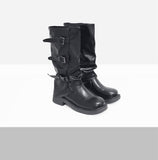 Low Buckle Biker Boots