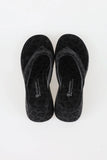 Leopard print platform sole flip flop mule