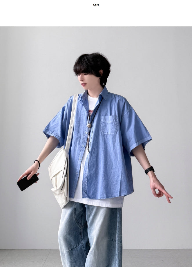 【YOURNUS】Mail Pigment Half Shirt YOURNUS (ユアノス) -メールピグメント半袖シャツ / Mail