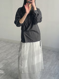 Crinkle Big Collar Wrap Blouse