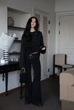 Rivet belt bootcut pants